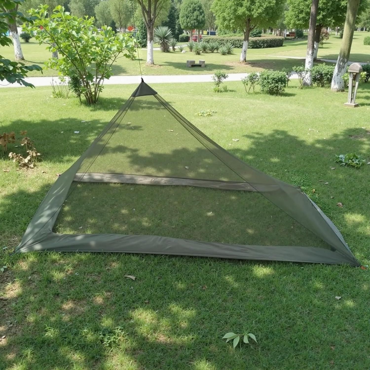 Camping Mosquito Net Compact Ultralight No-See-Um Breathable Mesh Bugnet Mosquito Netting Fits Sleeping Bags, Tent (Green) - Image 1