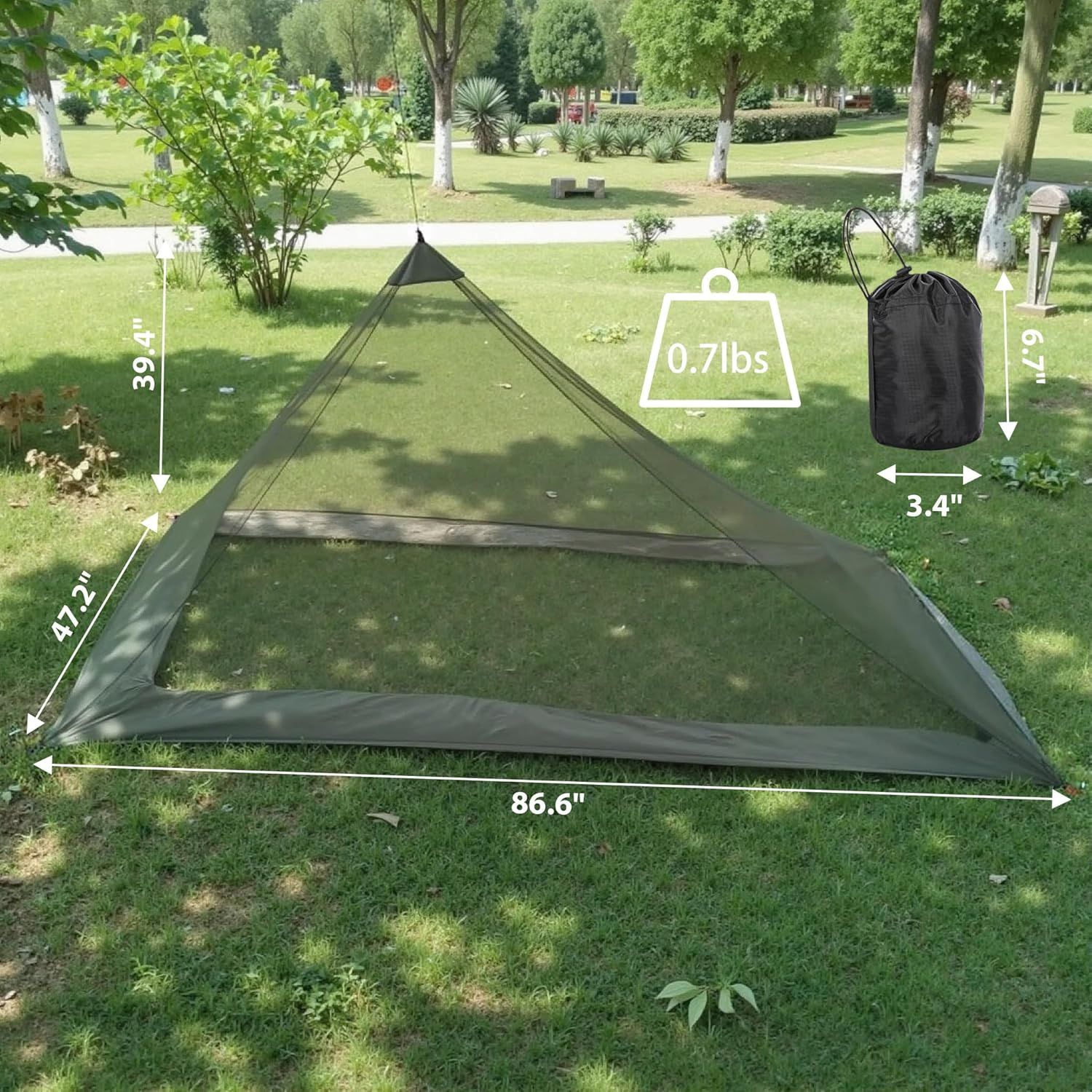 Camping Mosquito Net Compact Ultralight No-See-Um Breathable Mesh Bugnet Mosquito Netting Fits Sleeping Bags, Tent (Green) - Image 2