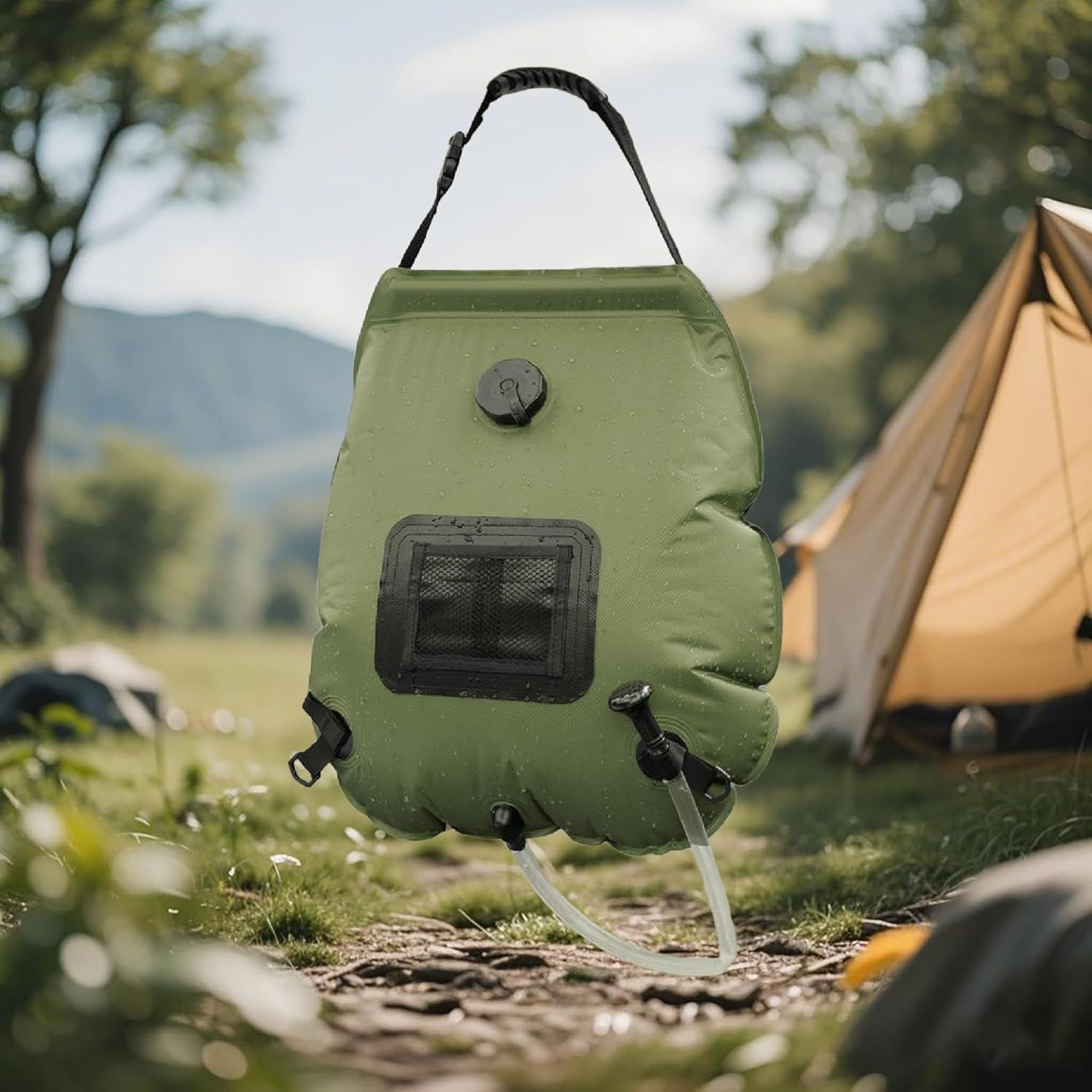 Solar Shower Bag 5 Gal/20L Solar Heating Camping Shower Bag with Shower Head Portable Shower for Beach Swimming, Hiking - Image 1