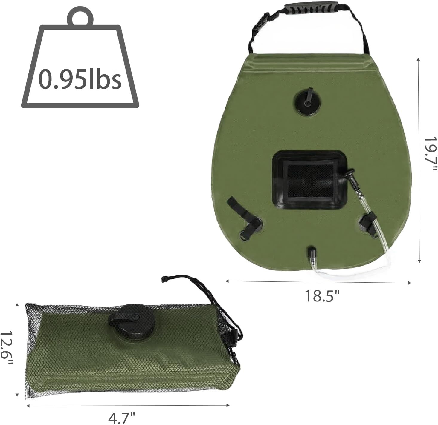 Solar Shower Bag 5 Gal/20L Solar Heating Camping Shower Bag with Shower Head Portable Shower for Beach Swimming, Hiking - Image 2