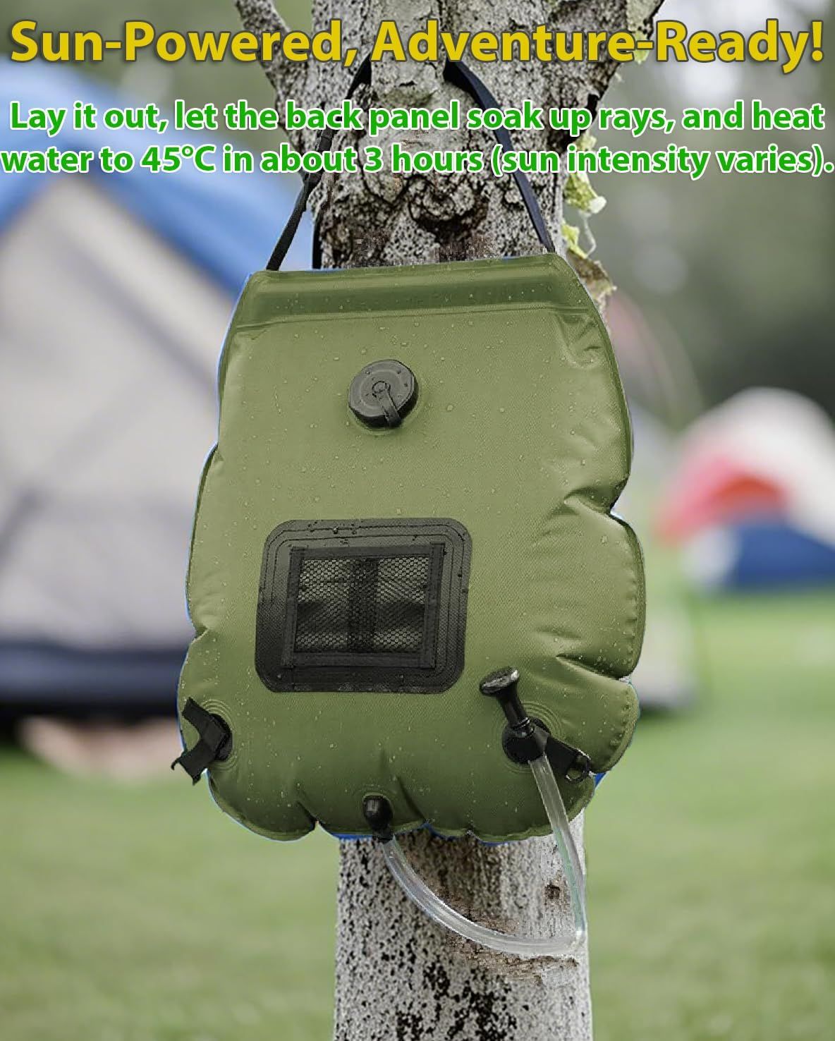 Solar Shower Bag 5 Gal/20L Solar Heating Camping Shower Bag with Shower Head Portable Shower for Beach Swimming, Hiking - Image 3