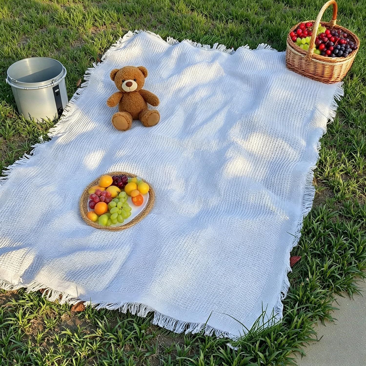 Outdoor Multifunctional Picnic mat, Picnic Blanket, Suitable for Camping, Picnic, Party, Hiking and Outdoor Activities（White | 35.5” × 70.8”） - Image 1