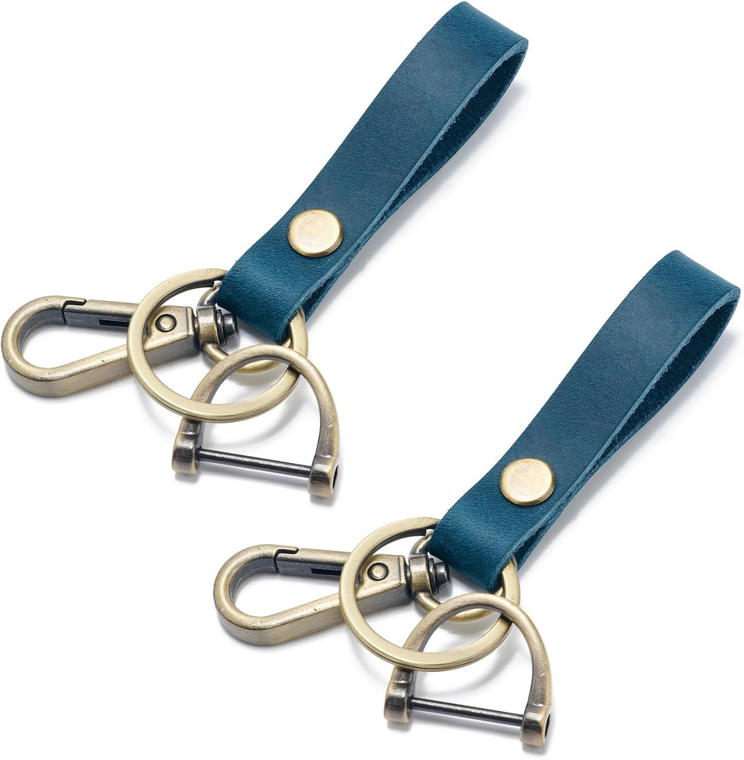 Leather Car Keychain Holder for Men and Women,Universal Keys Fob Key chains Accessories with Carabiner Clip - Image 1
