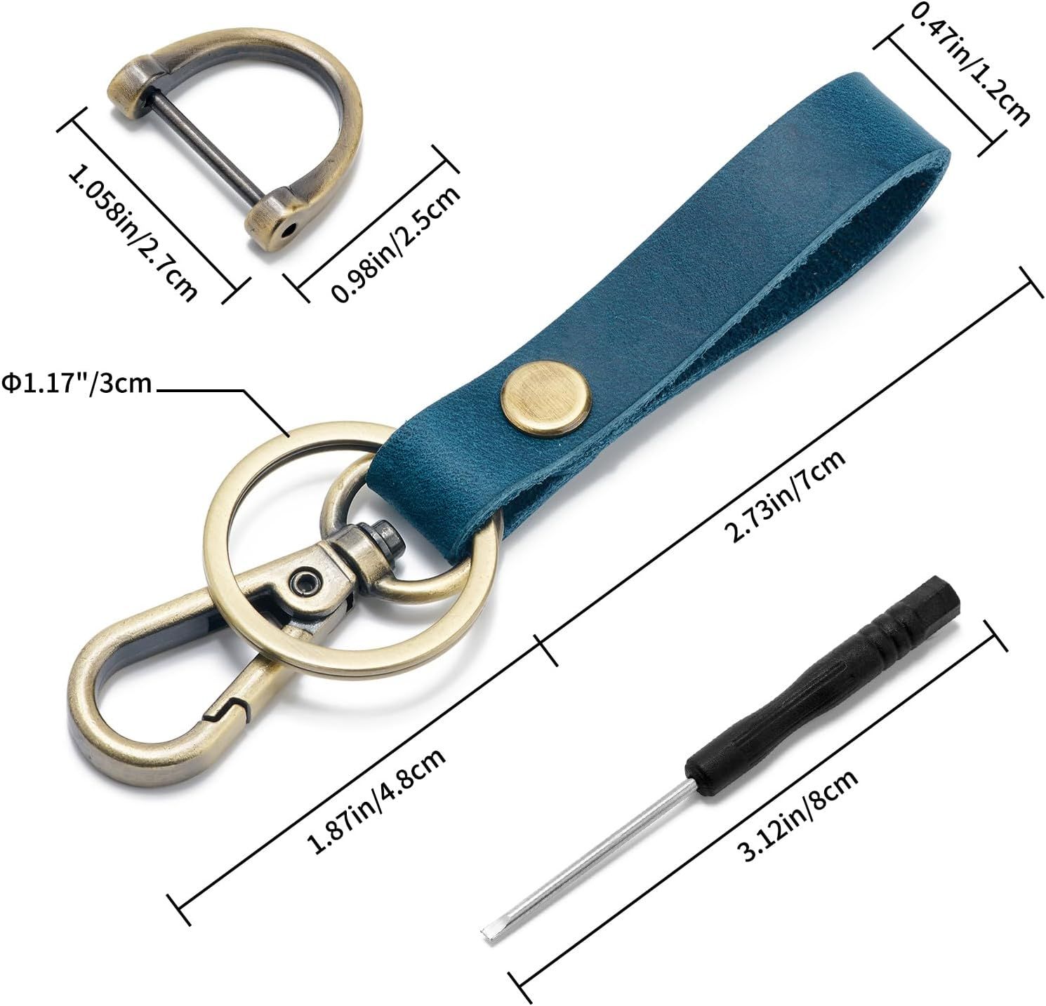 Leather Car Keychain Holder for Men and Women,Universal Keys Fob Key chains Accessories with Carabiner Clip - Image 2