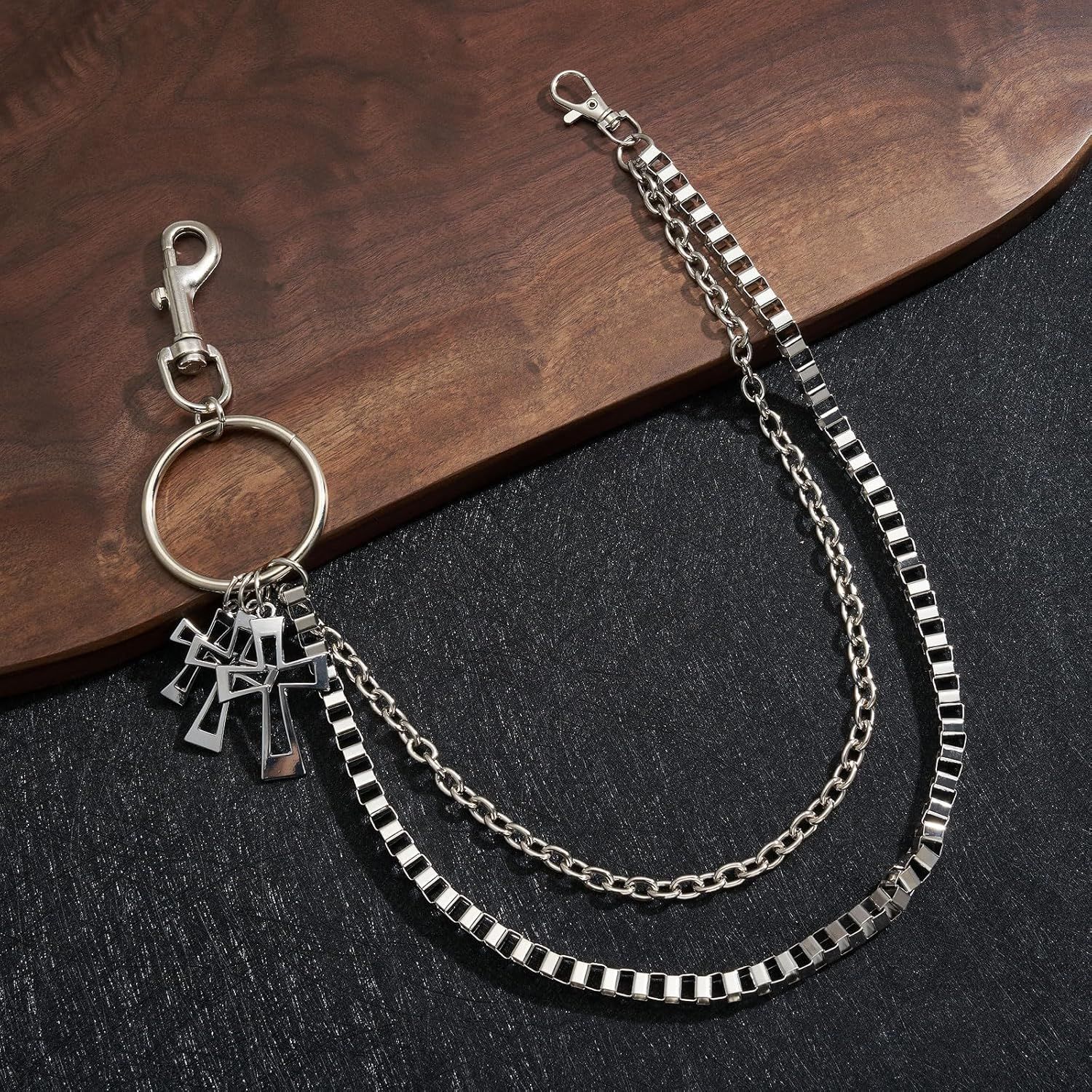 Wallet Chain,Punk Trousers Pants Chains for Men Women,Pocket Chain Heavy Chain Belt Goth Accessories - Image 3
