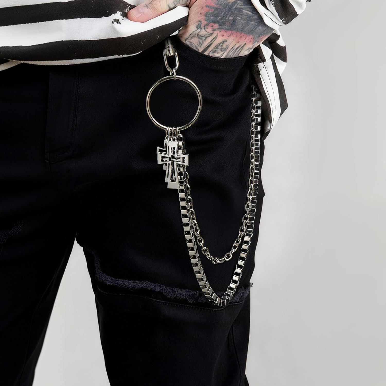 Wallet Chain,Punk Trousers Pants Chains for Men Women,Pocket Chain Heavy Chain Belt Goth Accessories - Image 5