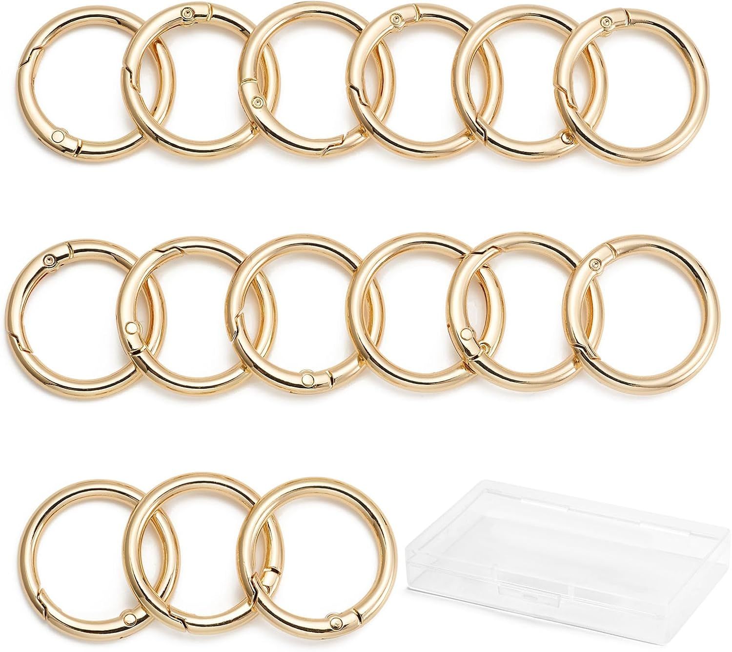 15pcs Trigger Spring O Rings Round,Metal Keychain Ring Round Carabiner Clips for Keyrings Buckle, Bags,Purses - Image 3