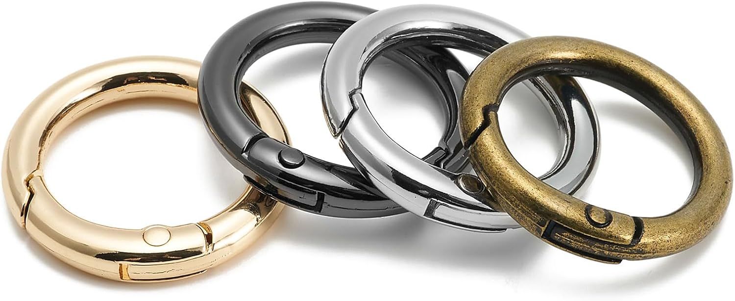 15pcs Trigger Spring O Rings Round,Metal Keychain Ring Round Carabiner Clips for Keyrings Buckle, Bags,Purses - Image 4