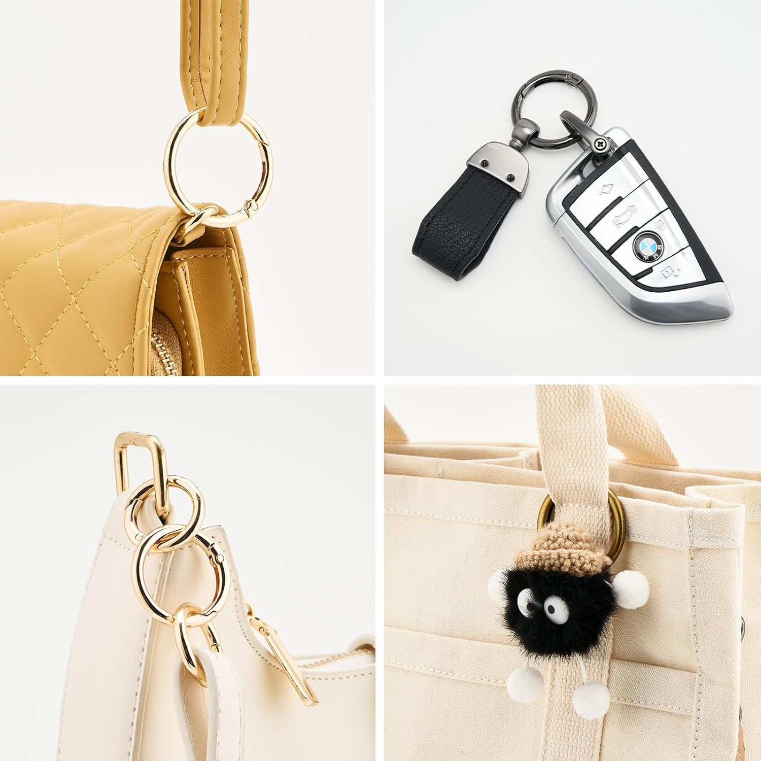 15pcs Trigger Spring O Rings Round,Metal Keychain Ring Round Carabiner Clips for Keyrings Buckle, Bags,Purses - Image 5