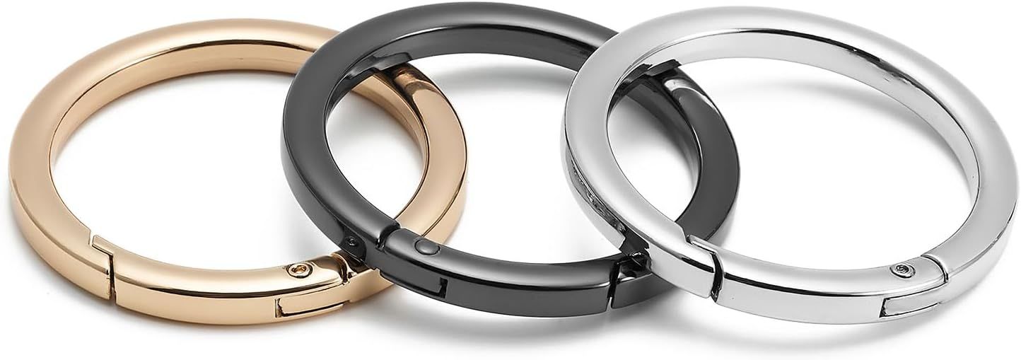 4pcs Flat Trigger Spring O Rings,Metal Keychain Ring Round Carabiner Clips for Keyrings Buckle, Bags,Purses,Purses - Image 4