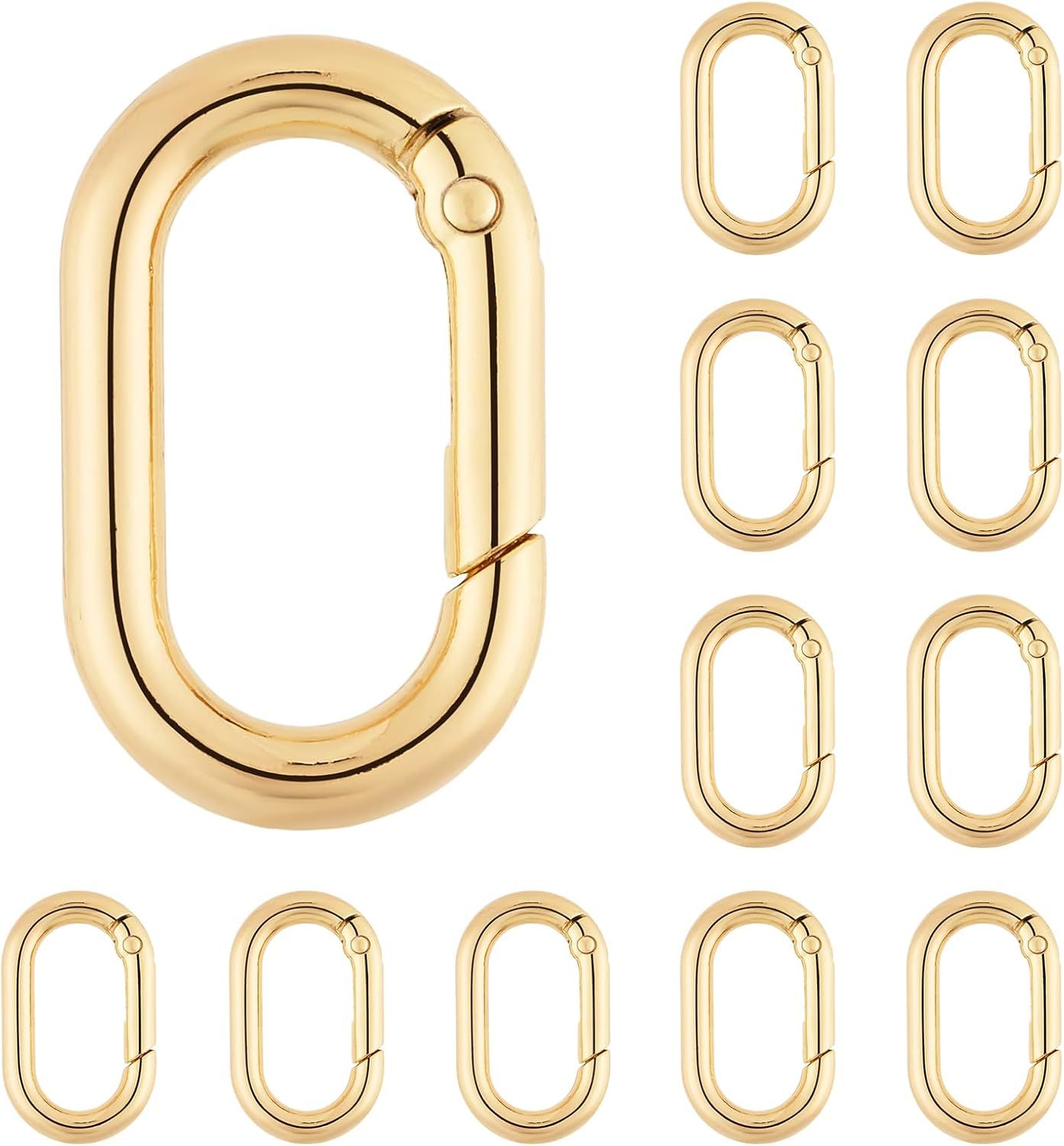 12Pack 1 Inch Small Carabiner Spring Hooks Metal Oval Clip for Purse Keychain Replacement,Climbing Hiking, Wallet,Car Key Rings - Image 1