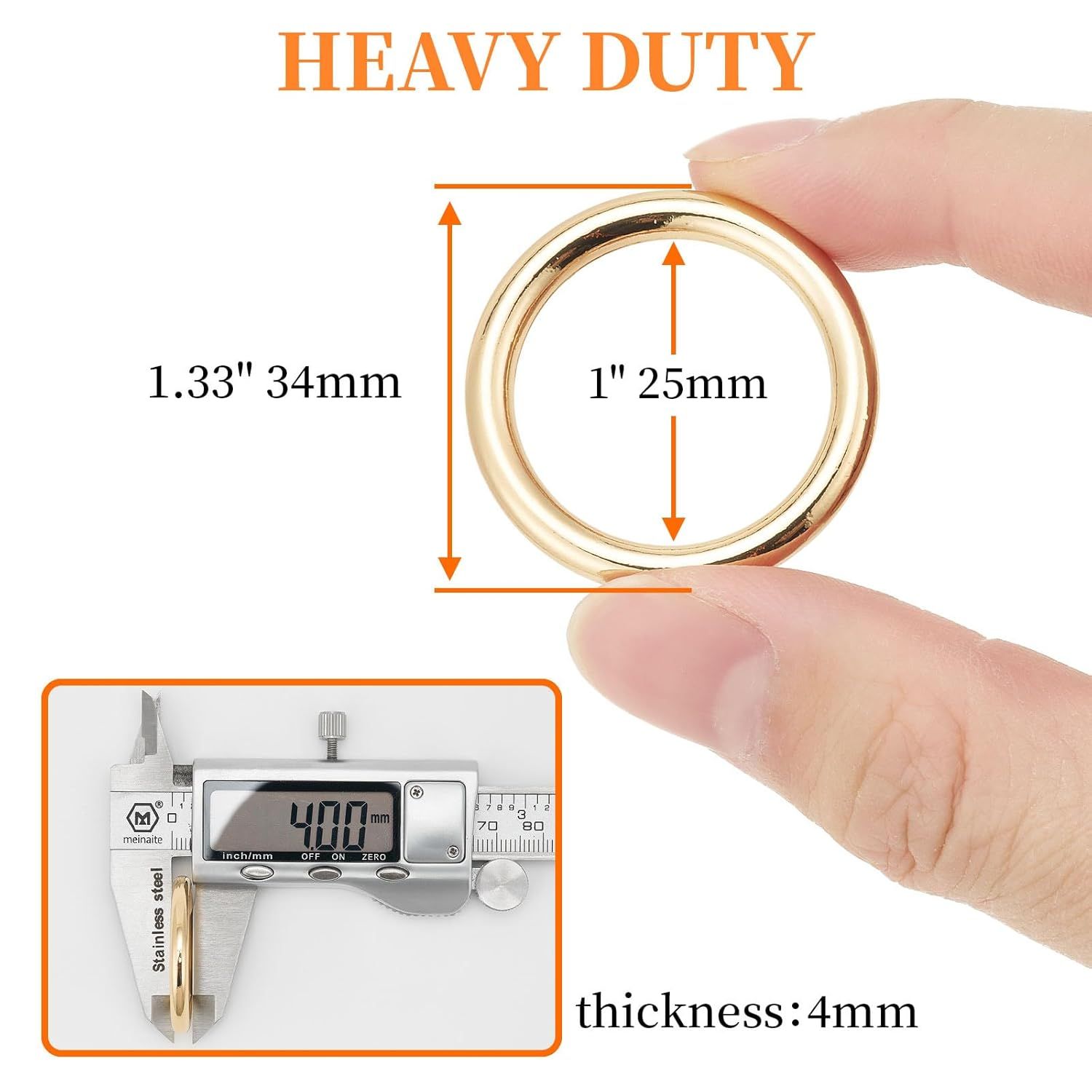 15pcs Metal Seamless Welded O Rings,Multi-Purpose O-Ring Hardware for Crafts Macrame Rings,Gold,1 inch - Image 2