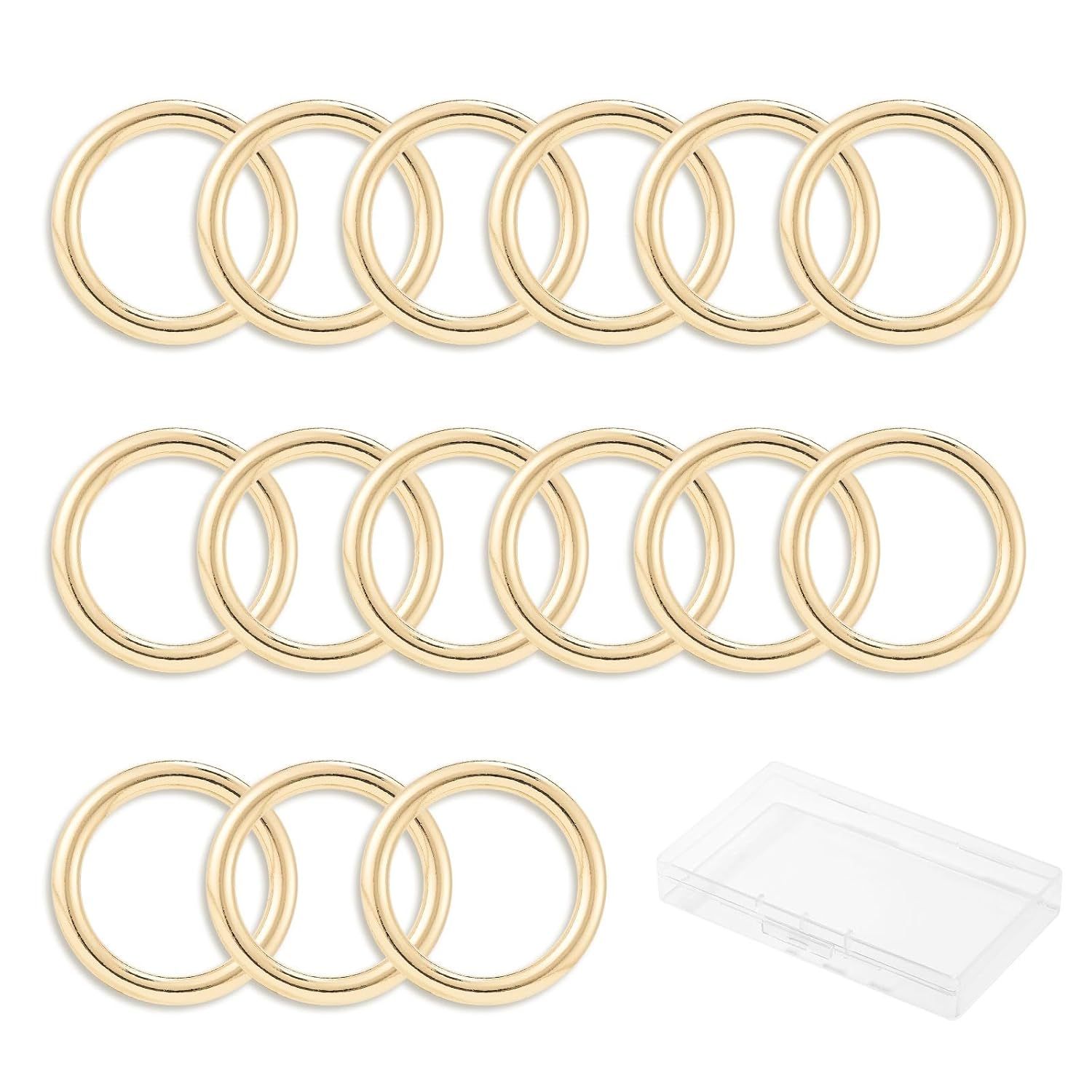 15pcs Metal Seamless Welded O Rings,Multi-Purpose O-Ring Hardware for Crafts Macrame Rings,Gold,1 inch - Image 5
