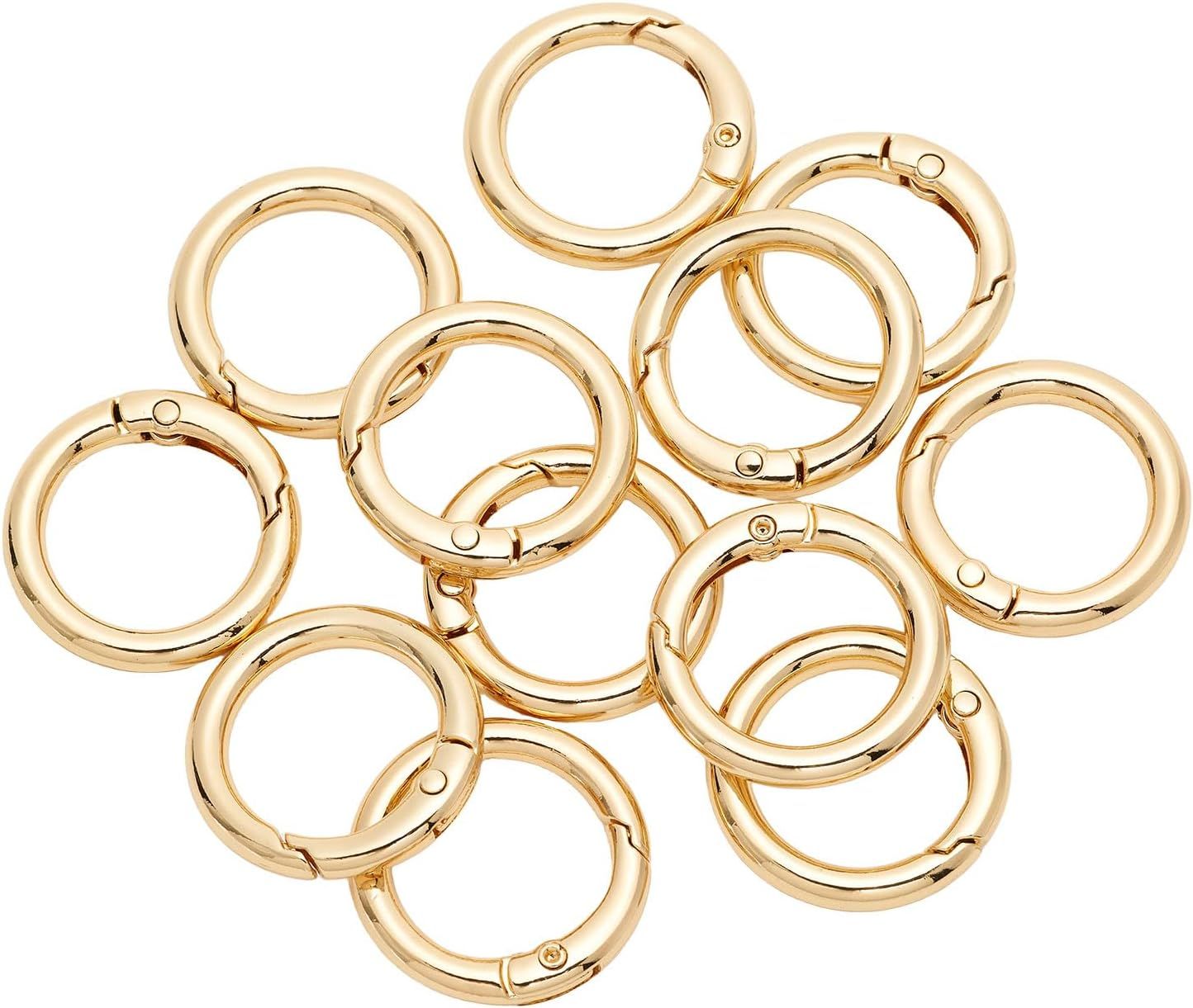 12Pcs Metal Spring O Rings Clip Keychain, Round Carabiner Clips Keyrings Snap Hook Buckle for Bags,Purses - Image 1