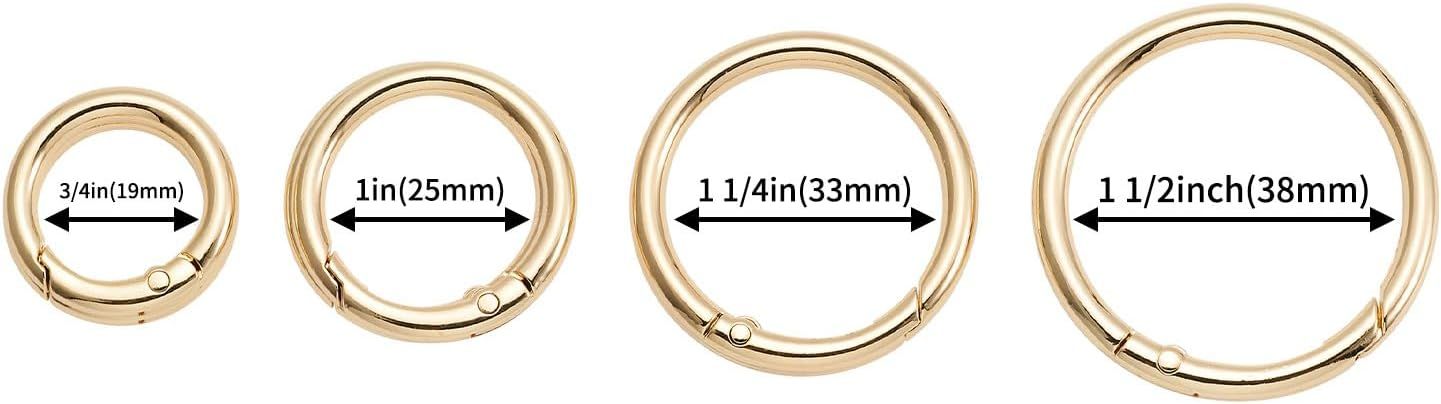 12Pcs Metal Spring O Rings Clip Keychain, Round Carabiner Clips Keyrings Snap Hook Buckle for Bags,Purses - Image 2
