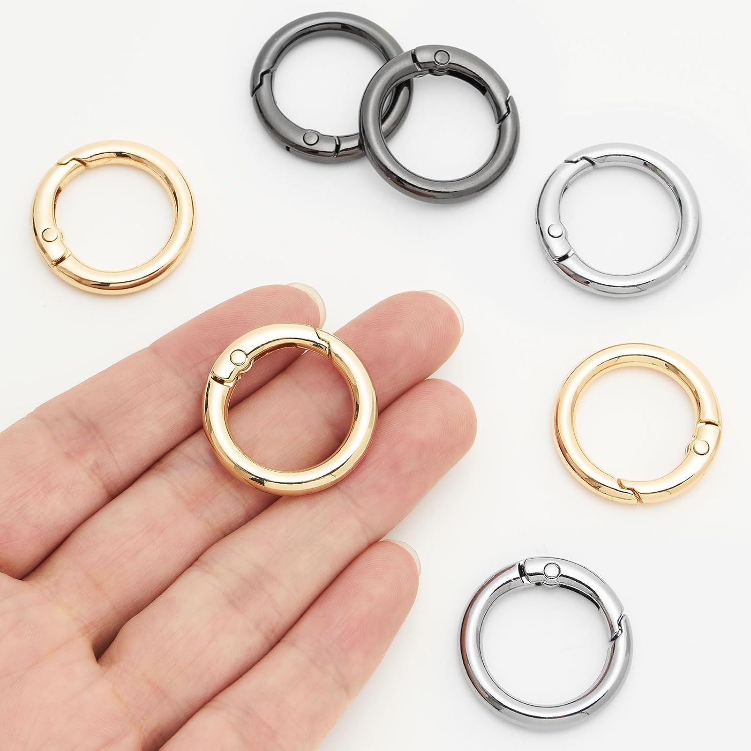 12Pcs Metal Spring O Rings Clip Keychain, Round Carabiner Clips Keyrings Snap Hook Buckle for Bags,Purses - Image 3
