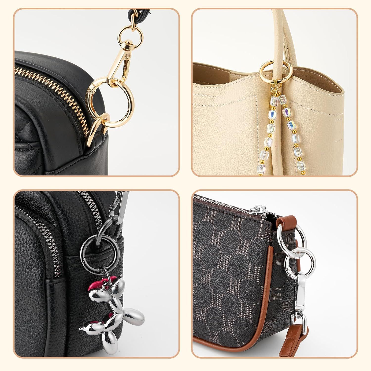 12Pcs Metal Spring O Rings Clip Keychain, Round Carabiner Clips Keyrings Snap Hook Buckle for Bags,Purses - Image 5