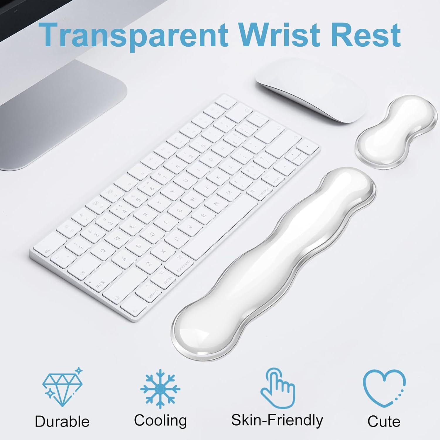 Gel Keyboard Wrist Rest Set - Ergonomic Computer Desk Pad for Typing Pain Relief, Cute Silicone Cushion for Support Hand & Arm, Comfortable Wrist Rest for Gaming Laptop Office & Home Accessories - Image 3