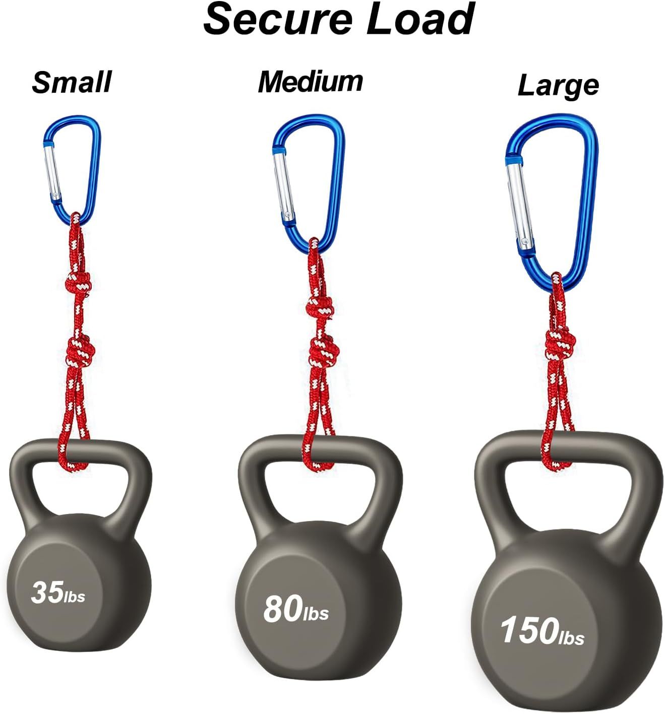 Carabiner Clip Multi Size Pack, Aluminum Carabiner Includes Small 2 Inch Carbineers, Medium 2.3