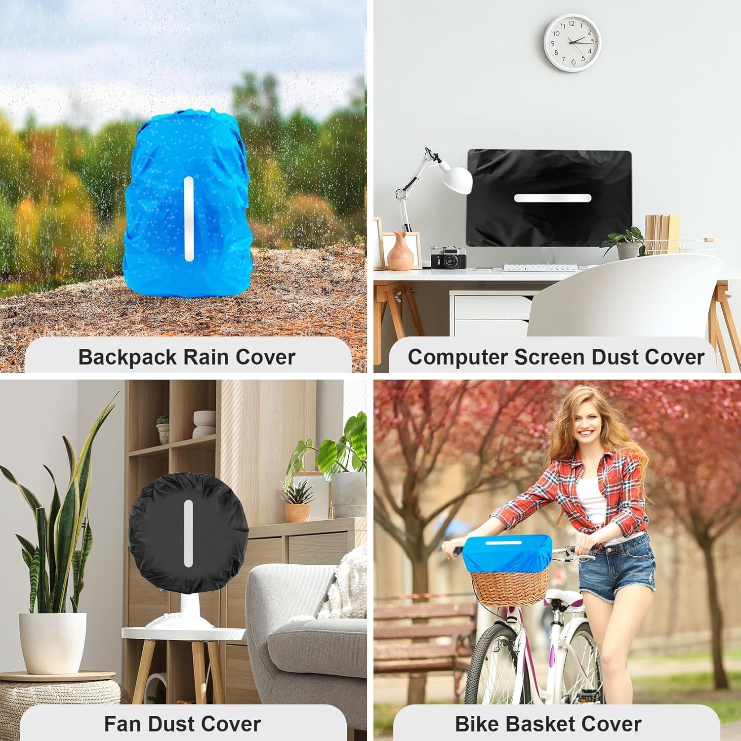2pcs Waterproof Rain Cover for Backpack, Reflective Rainproof Protector for Anti-dust and Anti-Theft M 30L-40L Black - Image 8