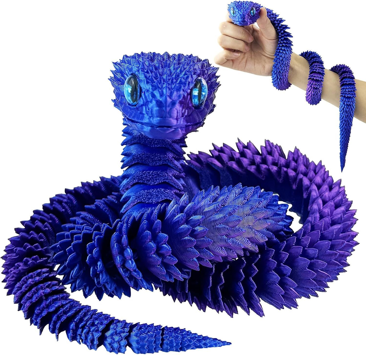 30 Inch 3D Printed Animals Snake, Surprise Mystery Fidget Anaconda Toy, Fake Python Statue with Realistic Eyes，3-D Print Articulated Viper Cobra Collectible for Home Office (LSZ) - Image 1