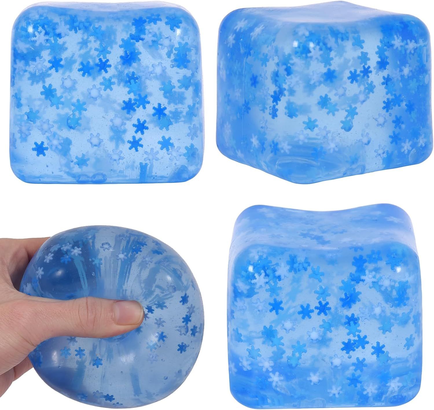 Snowflake Ice Cube Squishy Toy, Big Size 7cm Stress Relief Fidget Toys for Adults, Sensory Squishy Toys for Anxiety Relief and Focus, Soft Slow Rise Squeeze Toy for Stress (Blue) - Image 8