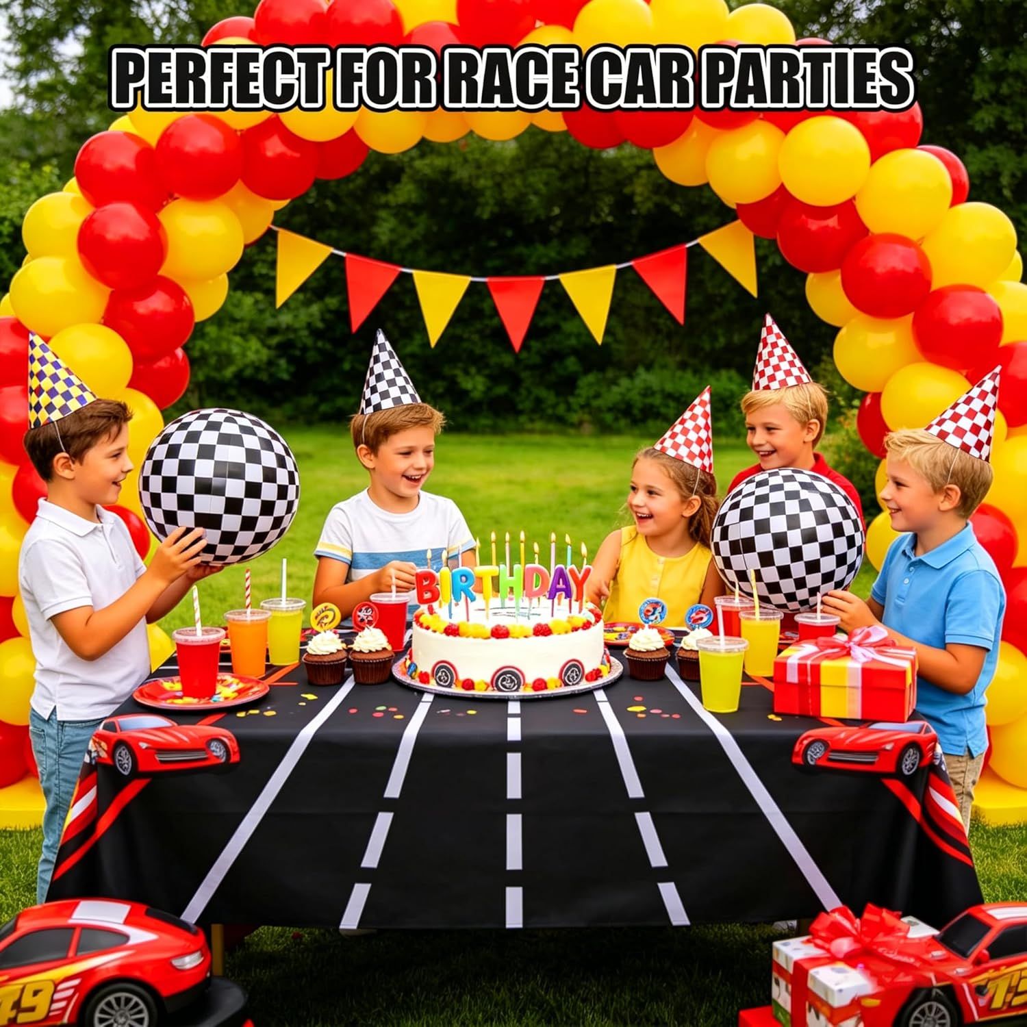 12 Pack 12 Inch Black and White Beach Balls, Checkered Flag Themed Inflatable Beach Ball Bulk Race Car Party Favors, Birthday Party Supplies for Summer Pool Party Decoration - Image 5