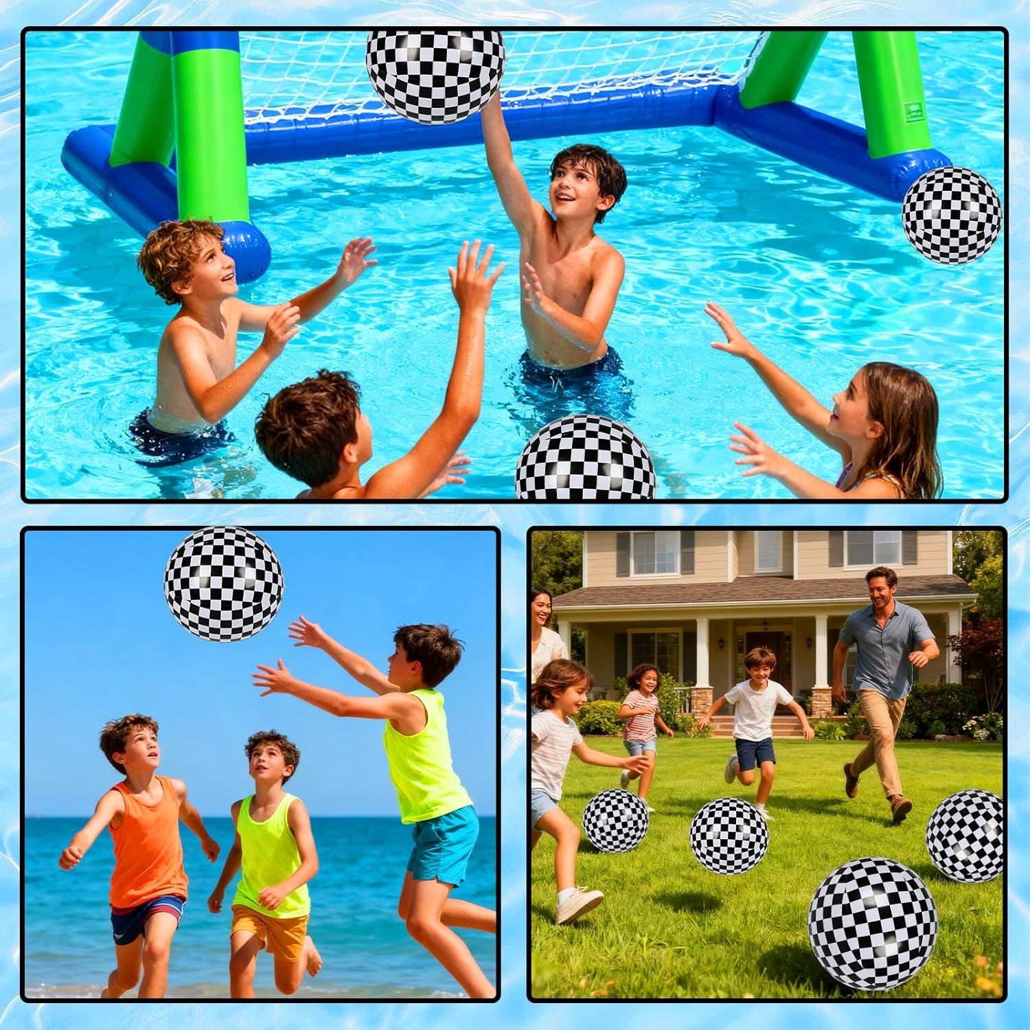 12 Pack 12 Inch Black and White Beach Balls, Checkered Flag Themed Inflatable Beach Ball Bulk Race Car Party Favors, Birthday Party Supplies for Summer Pool Party Decoration - Image 6