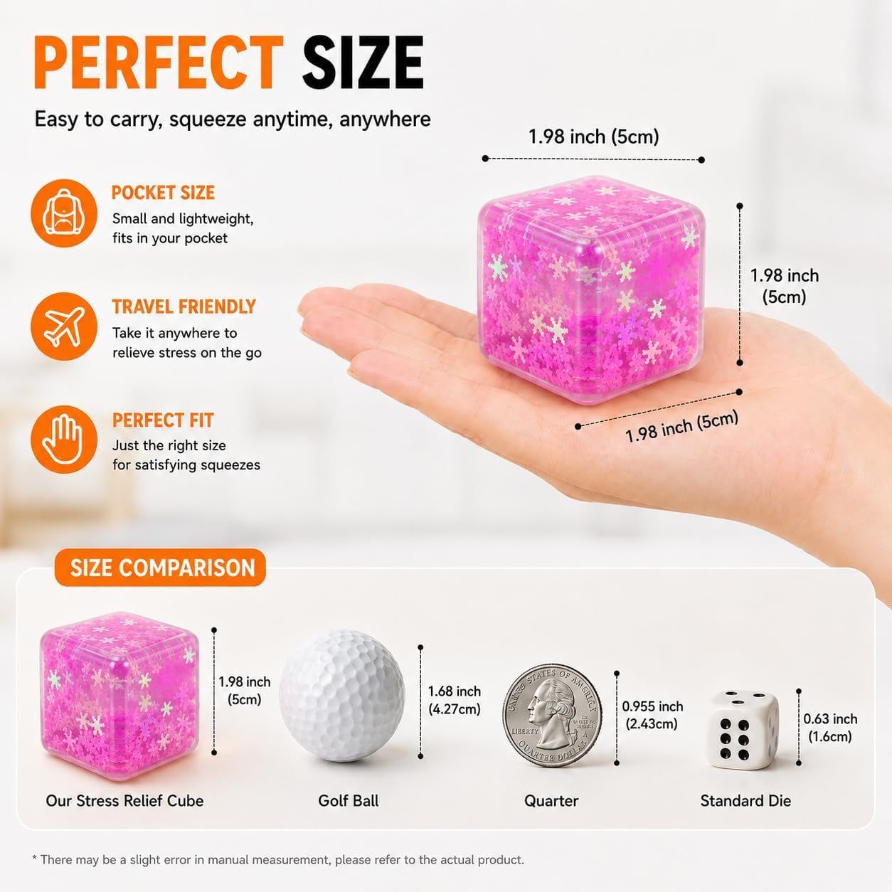 Ice Cube Squeeze Toy, Stress-Relief Sensory Toy, Slow Rebound Squeeze Cube, Suitable for Children and Adults, 1.98 Inch Snowflake Crushed Ice (Purple) - Image 5