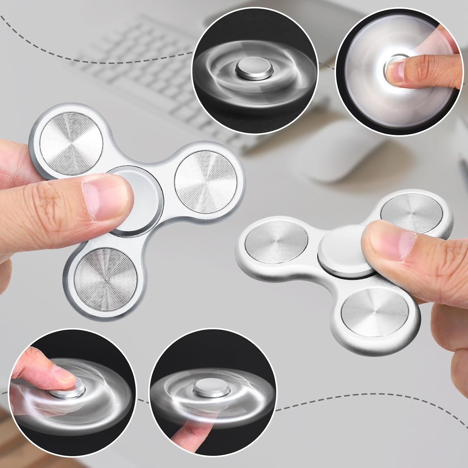 Fidget Spinner for Adults, Ultra Durable Metal Silent Fidget Spinners, Sensory Fidget Toys with Stainless Steel Bearings, ADHD Autism Anxiety Stress Relief, Goodie Bag Stuffers Gifts for Adults - Image 4