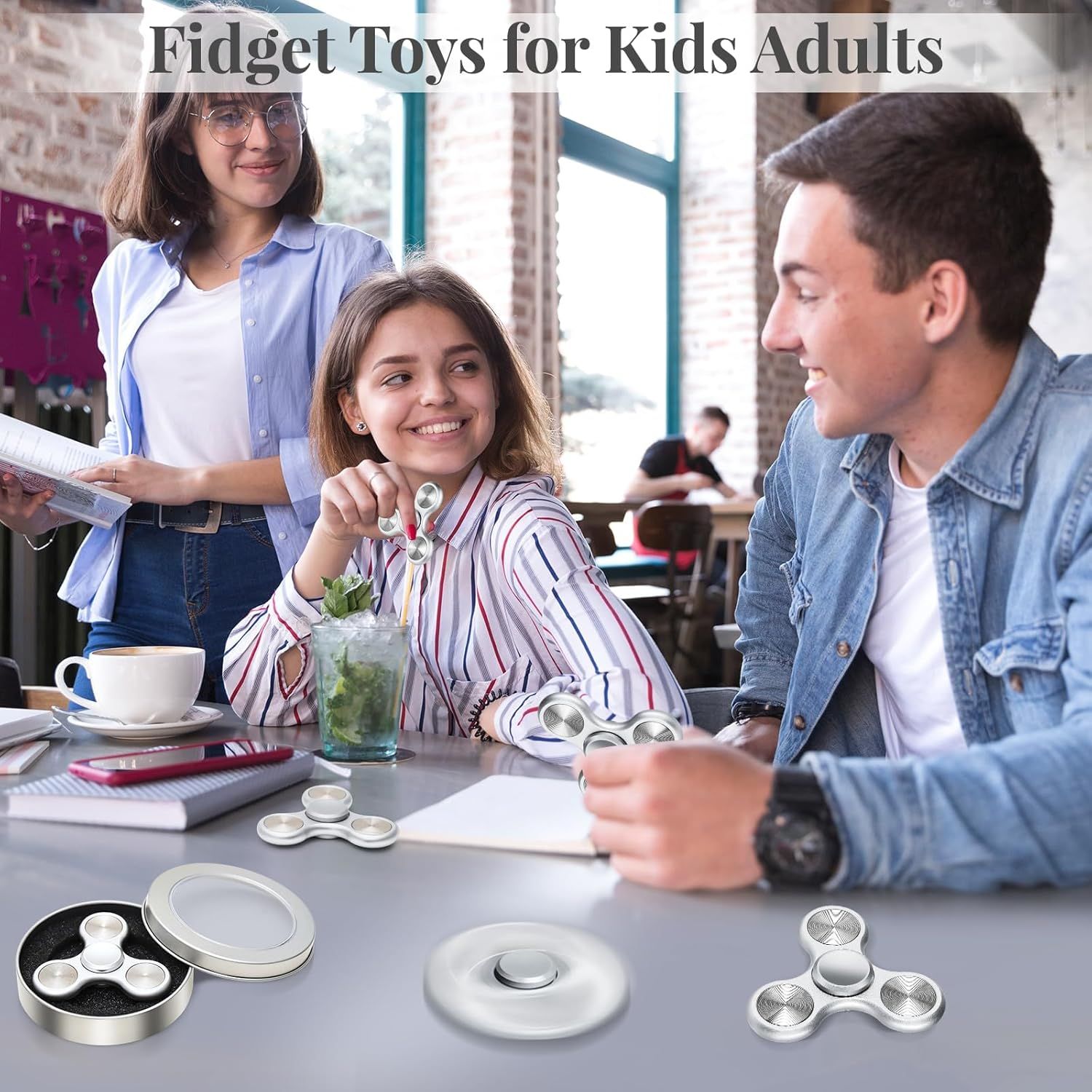 Fidget Spinner for Adults, Ultra Durable Metal Silent Fidget Spinners, Sensory Fidget Toys with Stainless Steel Bearings, ADHD Autism Anxiety Stress Relief, Goodie Bag Stuffers Gifts for Adults - Image 6