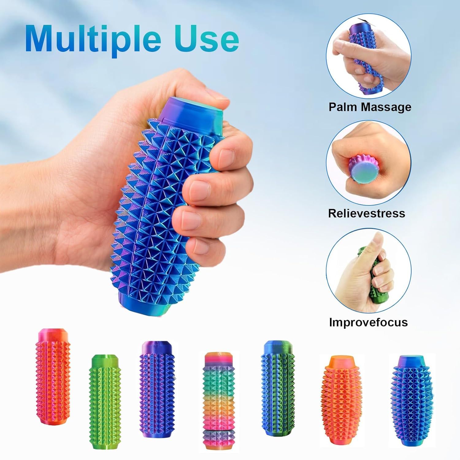 3PC Little Ouchies Fidget Toys Adults, Pain Stim Fidget Anxiety Relief for Anxiety and Stress Reduction,Portable Travel Stress Relief Spiky Fidget Keychain - Image 4