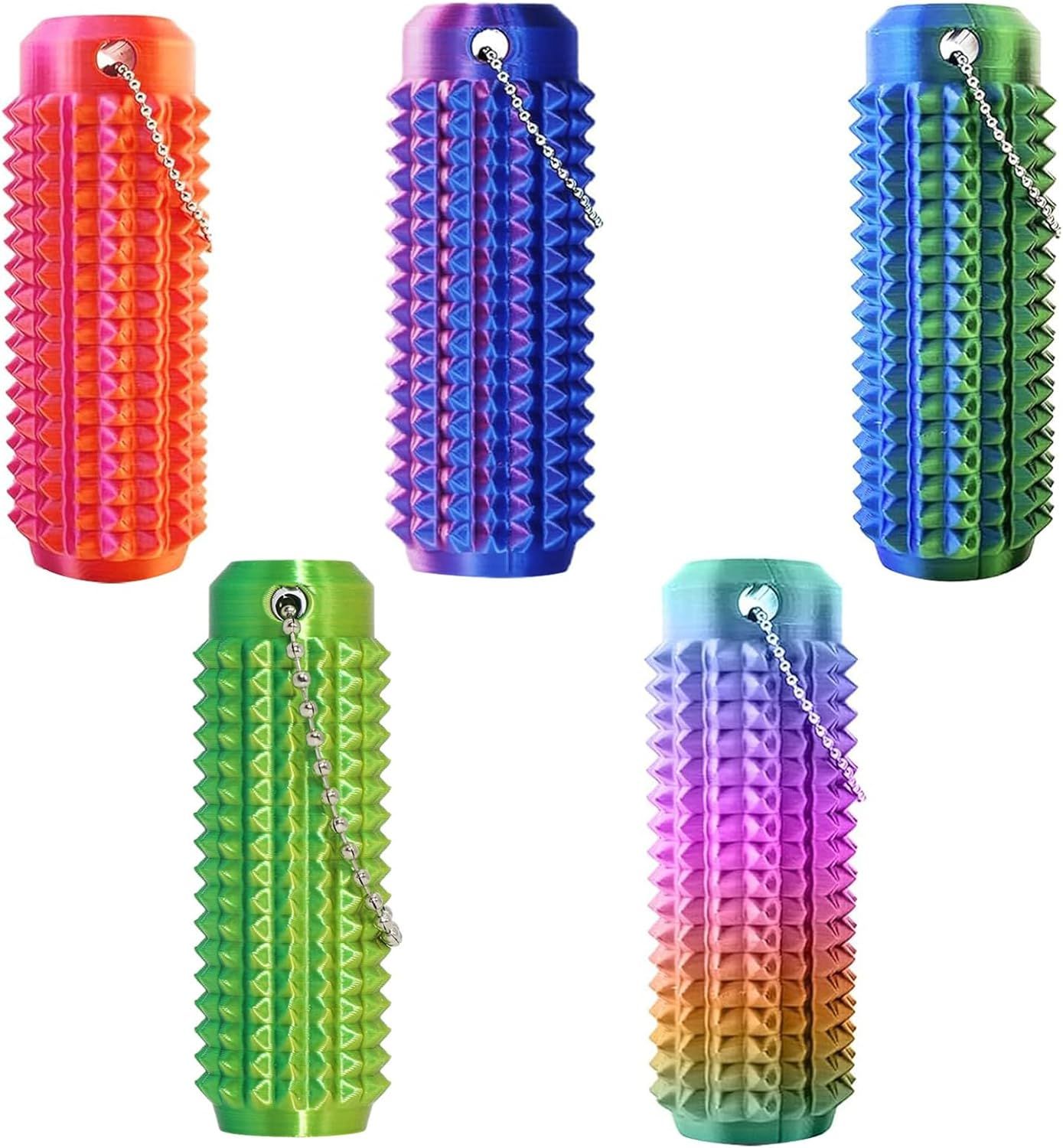 5PC Little Ouchies Fidget Toys Adults, Pain Stim Pocket Sensory Toys for Anxiety and Stress Reduction,Portable Travel Stress Relief Spiky Fidget Keychain (Style-1) - Image 2