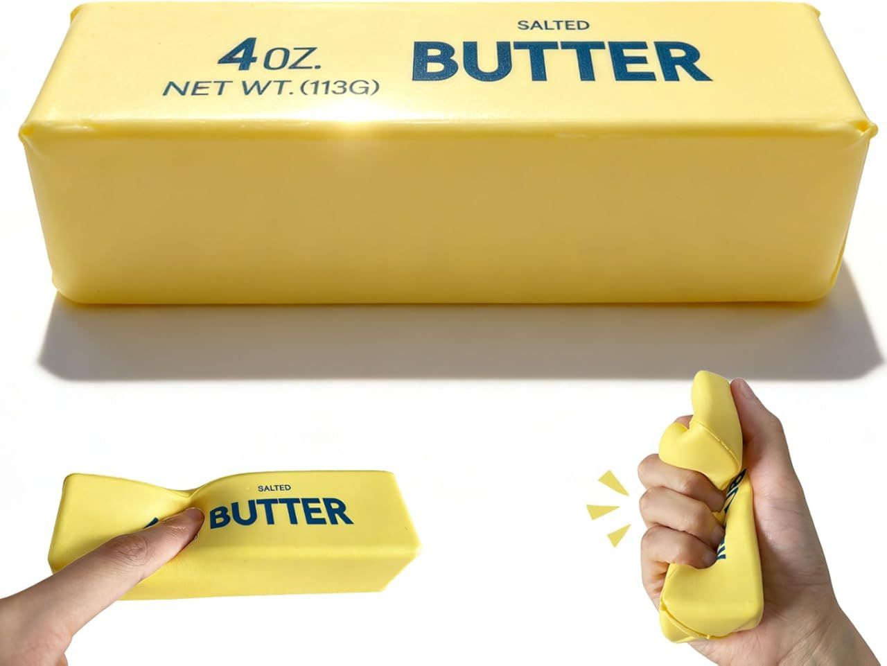 3Pcs Slow Rebound Cute Butter Squeeze Stress Balls, 2026 New Realistic Soft Butter Stick Fidget Toy,Slow Rising Portable Squishy for Adults Anxiety & Stress Relief, Sensory Gifts for Office, Home - Image 1