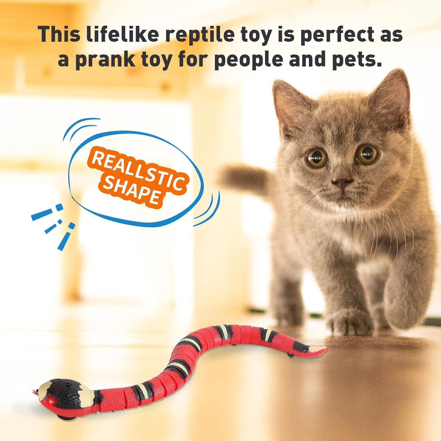 Cat Toys Snake Interactive,Kitten Toys,Realistic Smart Sensing Snake Toy,USB Rechargeable,Automatically Sense Obstacles and Escape,Electric Tricky Snake Cat Toys for Indoor Cats Dogs(Pink snake) - Image 5