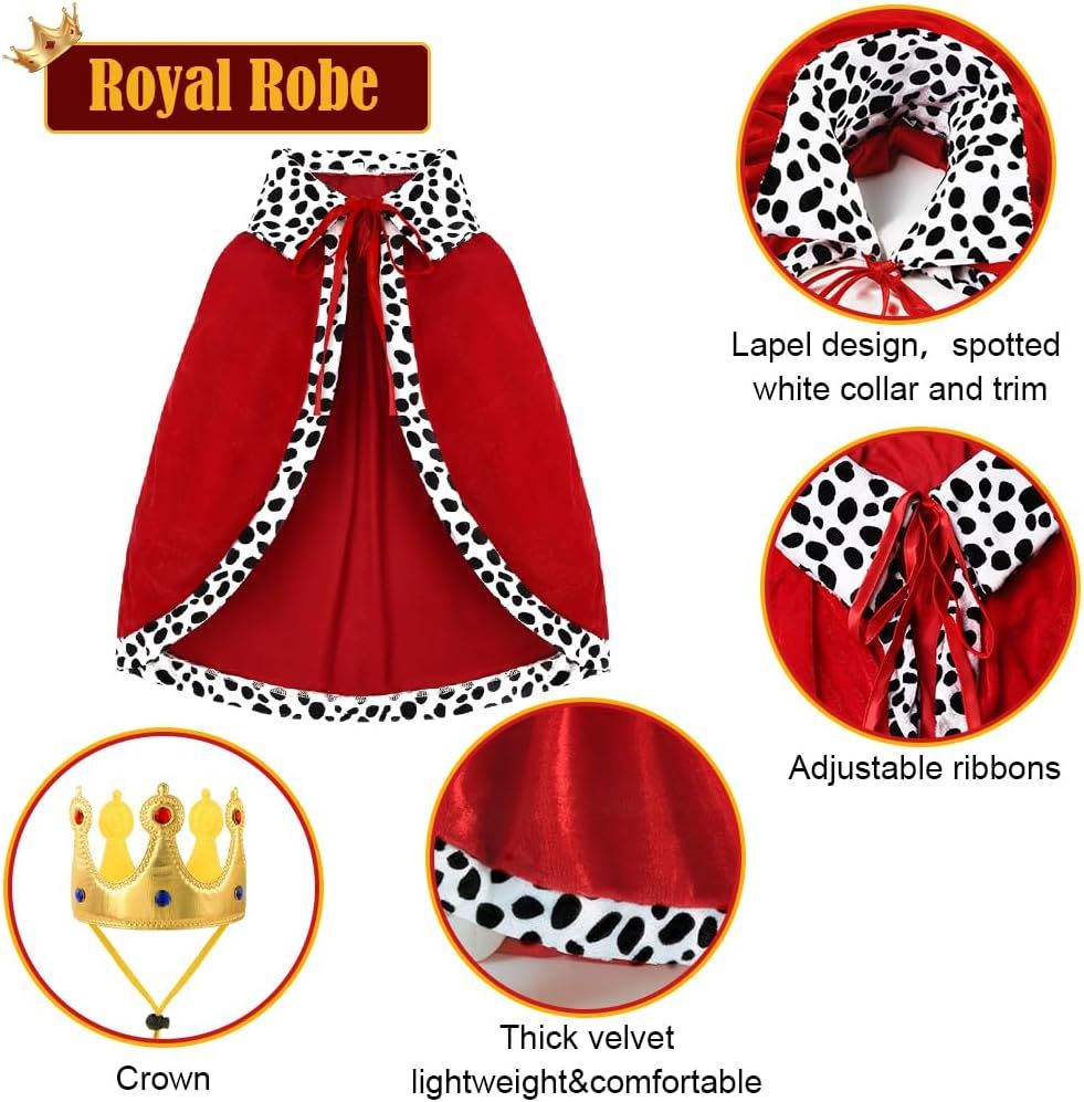 Halloween Dog King Cloak Costume,Cute Funny Halloween Dog King Cape with Crown Adjustable Pet King Cloak for Large Dogs Cats Cosplay Party Supplies Accessories (L) - Image 3