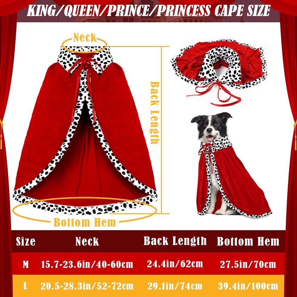 Halloween Dog King Cloak Costume,Cute Funny Halloween Dog King Cape with Crown Adjustable Pet King Cloak for Large Dogs Cats Cosplay Party Supplies Accessories (L) - Image 4