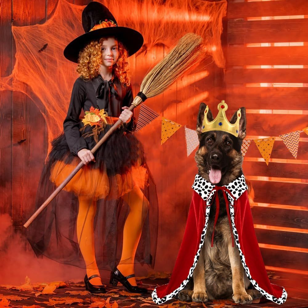 Halloween Dog King Cloak Costume,Cute Funny Halloween Dog King Cape with Crown Adjustable Pet King Cloak for Large Dogs Cats Cosplay Party Supplies Accessories (L) - Image 6