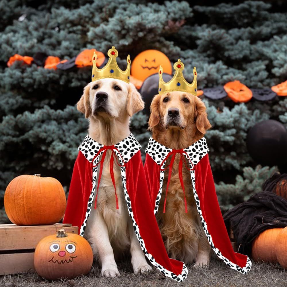 Halloween Dog King Cloak Costume,Cute Funny Halloween Dog King Cape with Crown Adjustable Pet King Cloak for Large Dogs Cats Cosplay Party Supplies Accessories (L) - Image 7
