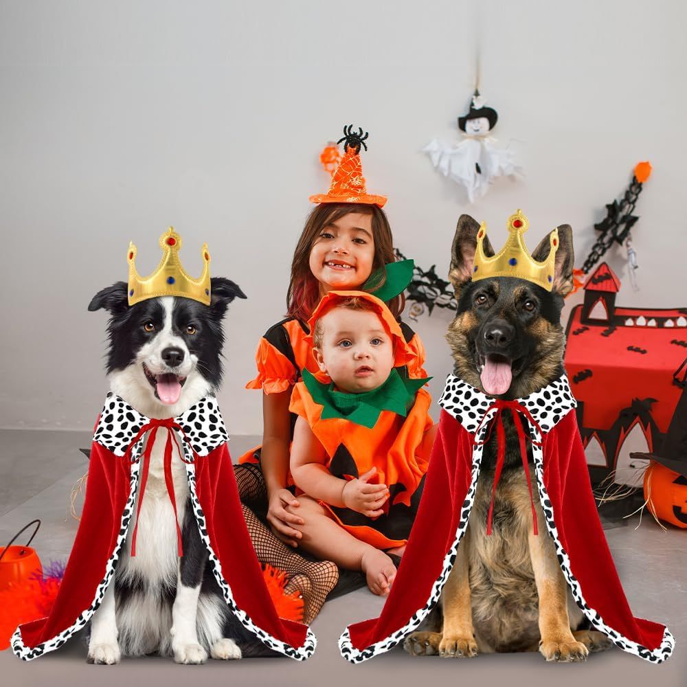 Halloween Dog King Cloak Costume,Cute Funny Halloween Dog King Cape with Crown Adjustable Pet King Cloak for Large Dogs Cats Cosplay Party Supplies Accessories (L) - Image 8
