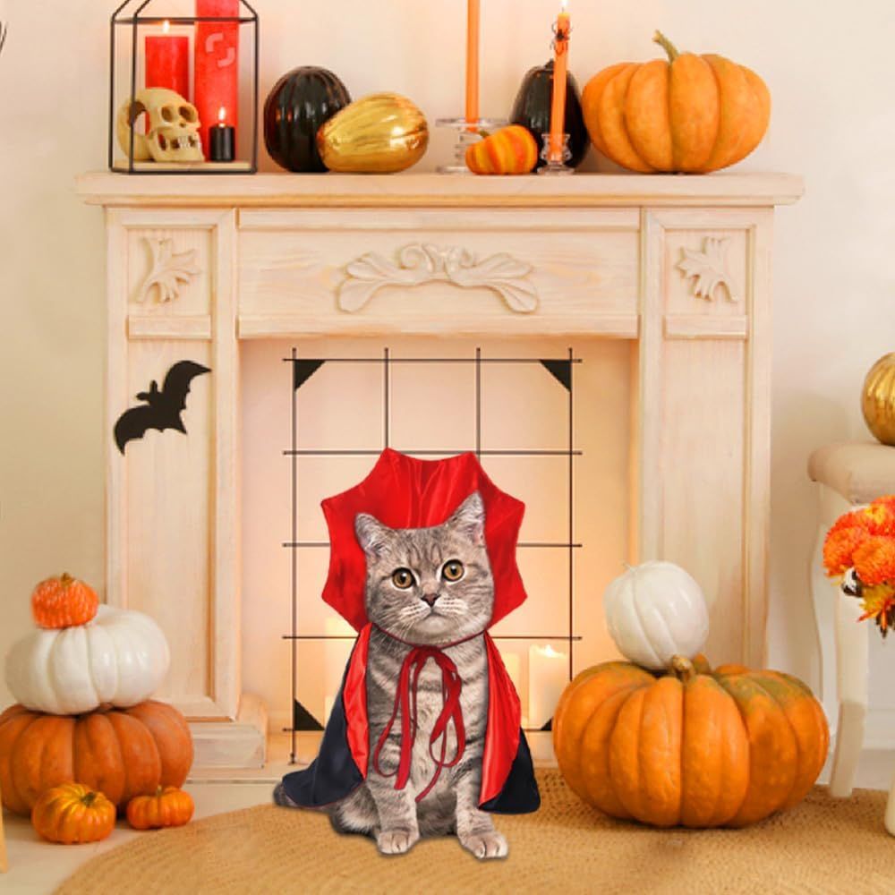 Halloween Pet Cape Costume - Vampire Cloak, Wizard Outfit, Witch Cosplay Apparel, Party Costumes for Small Medium Dogs and Cats - Pet Supplies Accessories - Image 5