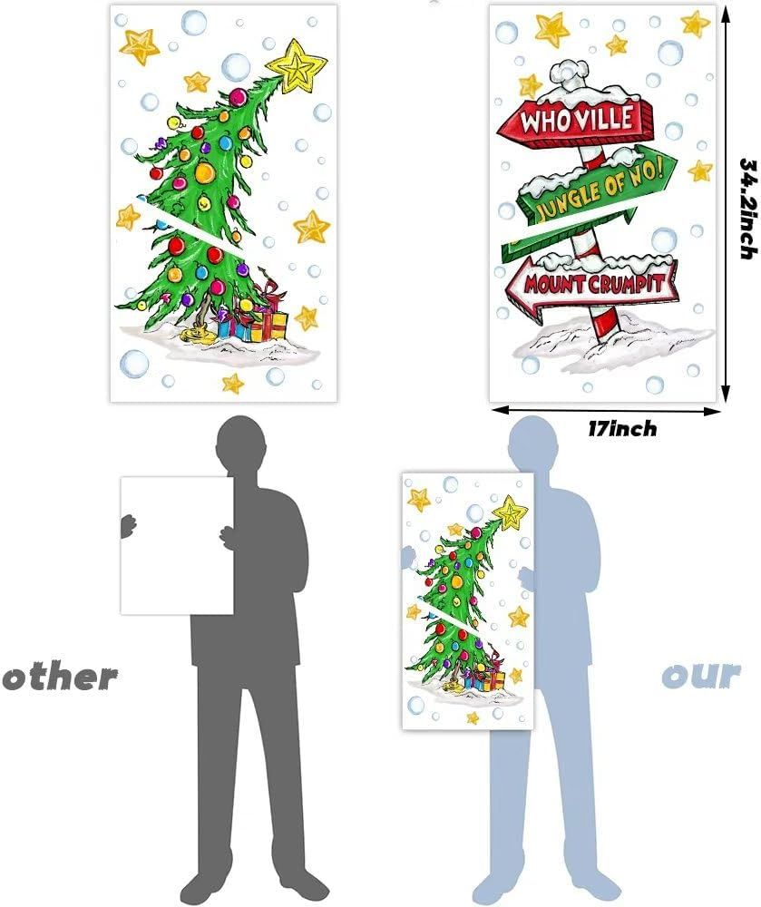 Christmas Window Clings Decorations,Extra Large Reusable Decals Rustic Curved Christmas Tree Arrow Yard Sign Stickers for Xmas Winter Holiday Home Office Party Glass Decor - Image 4