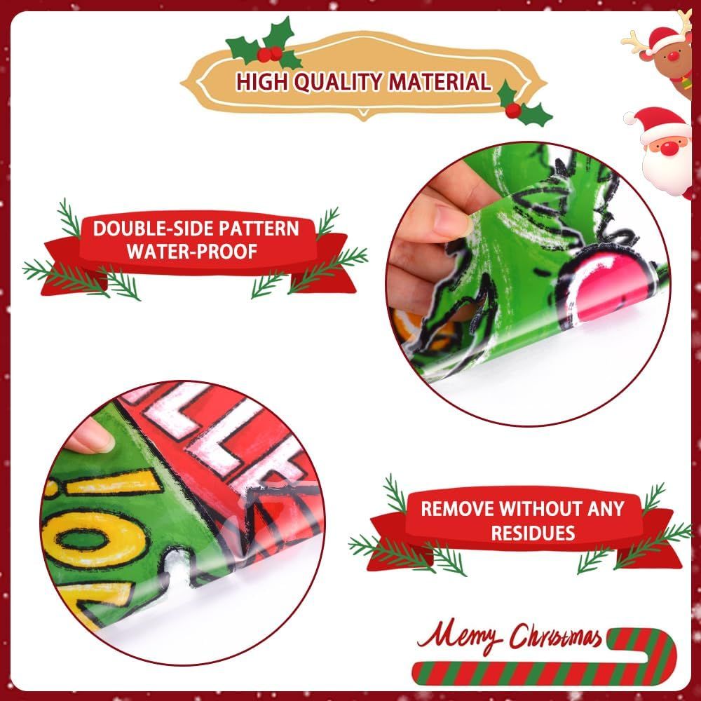 Christmas Window Clings Decorations,Extra Large Reusable Decals Rustic Curved Christmas Tree Arrow Yard Sign Stickers for Xmas Winter Holiday Home Office Party Glass Decor - Image 5