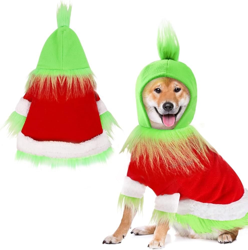Dog Christmas Outfit，Christmas Pet Clothes Green Classic Dog Hoodie Shirt Cosplay Apparel Christmas Party Cosplay Costume Pet Supplies Accessories for Small Dogs and Cats - Image 1