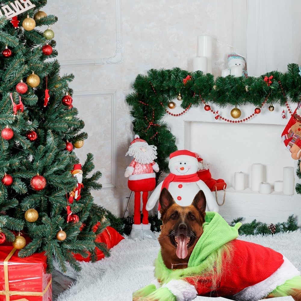 Dog Christmas Outfit，Christmas Pet Clothes Green Classic Dog Hoodie Shirt Cosplay Apparel Christmas Party Cosplay Costume Pet Supplies Accessories for Small Dogs and Cats - Image 8