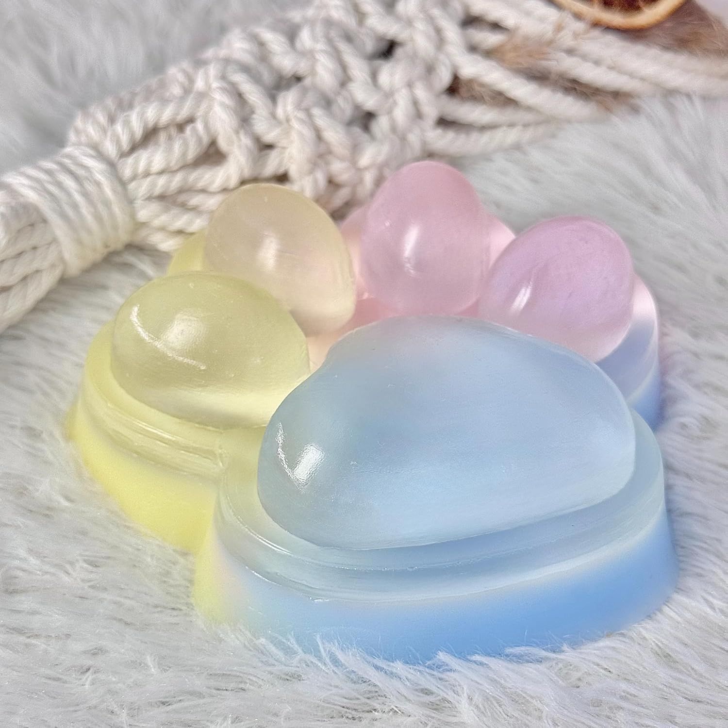 Big Taba Squishy Cat Paw, 5 in Large Paw Squeeze Toy for Stress Relief and Relax, Sticky Squishies Fidget Toys for Party Favors Novelty Things Birthday Gift (Tri-Color) - Image 3