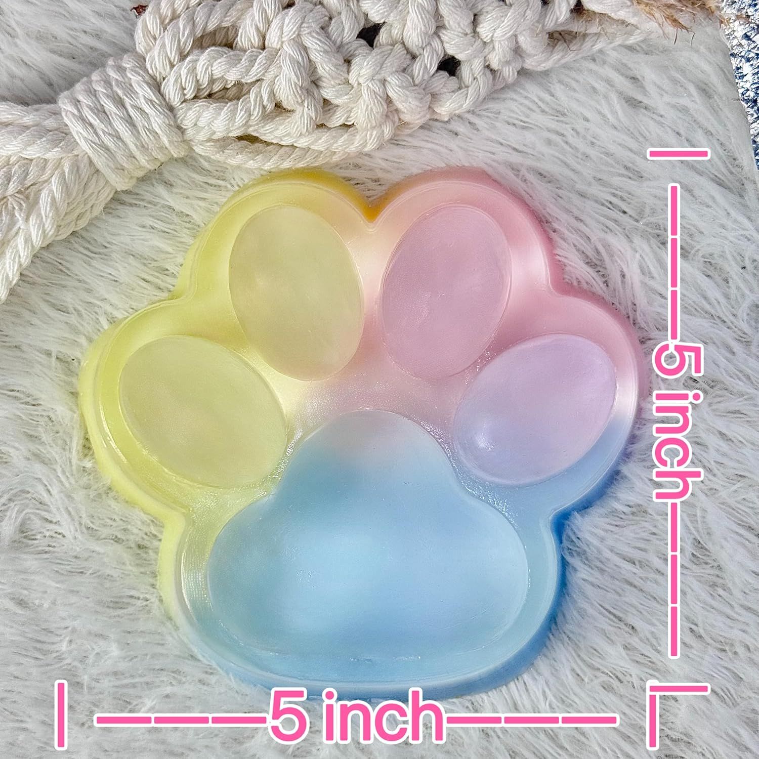 Big Taba Squishy Cat Paw, 5 in Large Paw Squeeze Toy for Stress Relief and Relax, Sticky Squishies Fidget Toys for Party Favors Novelty Things Birthday Gift (Tri-Color) - Image 5