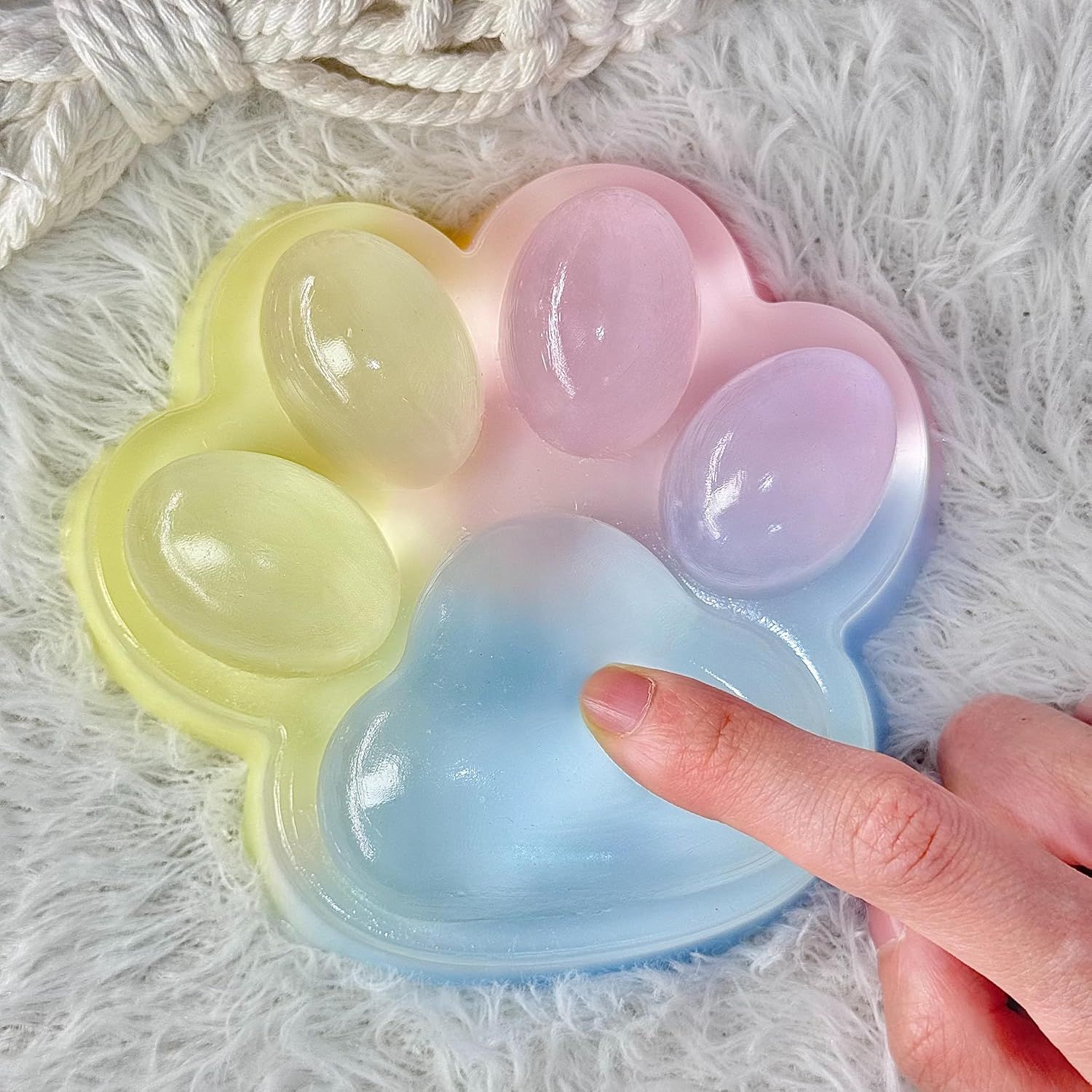 Big Taba Squishy Cat Paw, 5 in Large Paw Squeeze Toy for Stress Relief and Relax, Sticky Squishies Fidget Toys for Party Favors Novelty Things Birthday Gift (Tri-Color) - Image 6