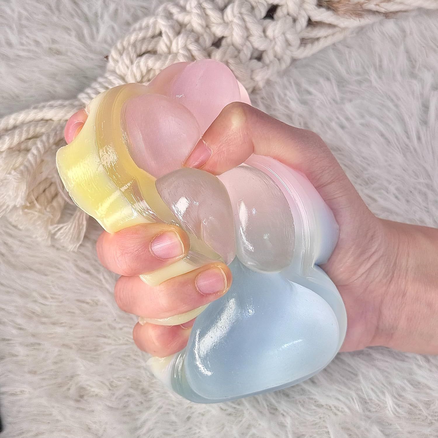 Big Taba Squishy Cat Paw, 5 in Large Paw Squeeze Toy for Stress Relief and Relax, Sticky Squishies Fidget Toys for Party Favors Novelty Things Birthday Gift (Tri-Color) - Image 8