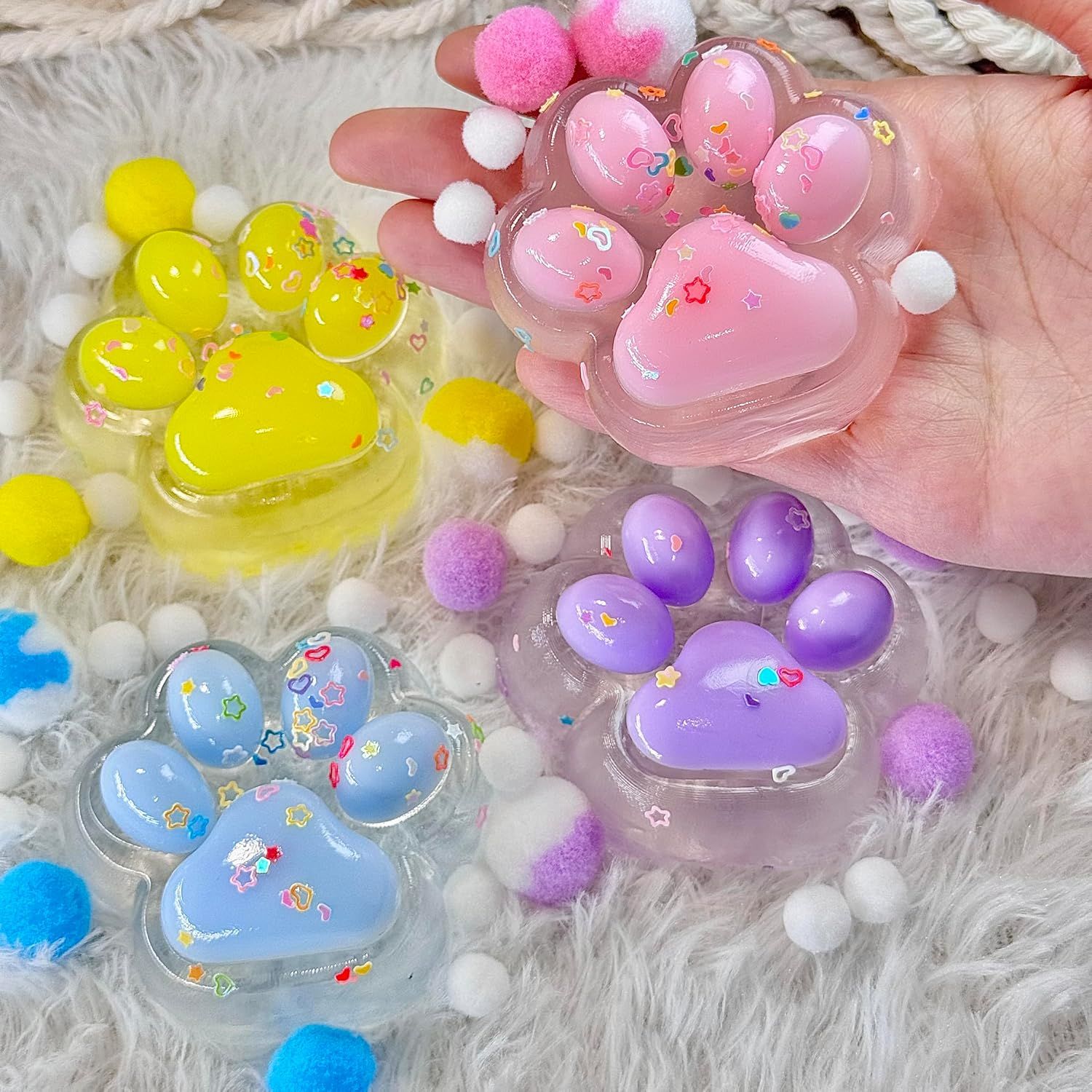4Pcs Taba Squishy Paw, Transparent Cat Paw Squishy for Stress Relief and Relax, Soft Squeeze Fidget Toys for Party Favors Novelty Things Birthday Gift - Image 1